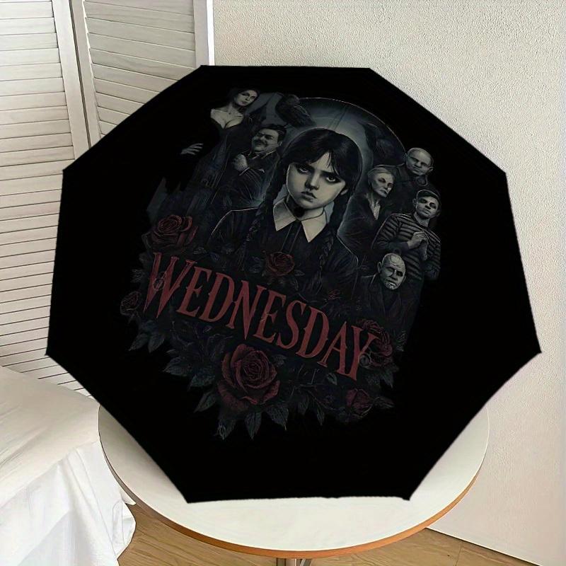 1pc Wednesday, Gothic Family Themed Umbrella for Men & Women, Valentine's Day Christmas Decorative Umbrell013
