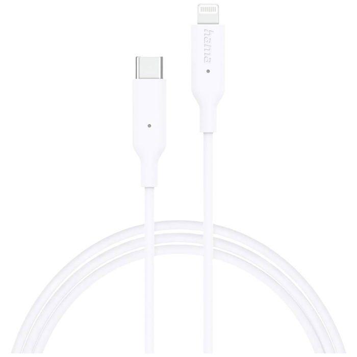 Câble USB - Hama - 00201598 - 1 M - USB 2.0 - USB C Vers Lightning - Blanc