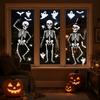 Rent-friendly Glass Decal 3Pcs Halloween Skeleton Stickers, Waterproof PVC Window Clings, Static Decals, Long-lasting Color Removable Stickers