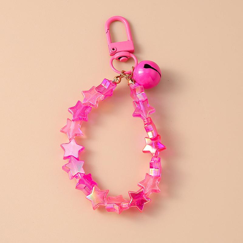 Cute Colorful Beaded Bracelet Key Chain Crystal Key Ring for Women Girl Handbag Pendant DIY Handmade Jewelry Gift