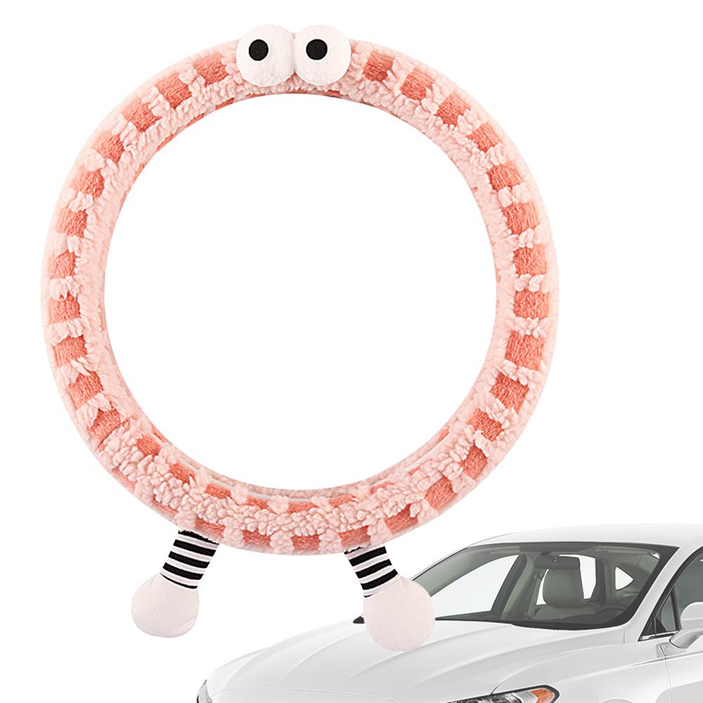 Мягкий чехол на руль для женщин, мультяшный чехол на руль, зимний эластичный защитный чехол на руль для салона автомобиля