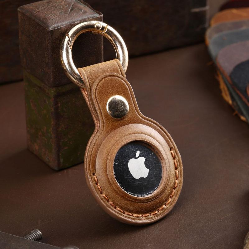 100% Ручная работа Чехол для Apple Airtag Чехол для Air Tag из Натуральной Кожи Держатель Air Tag Полностью Защитный Чехол для Трекера с Петлей Брелок