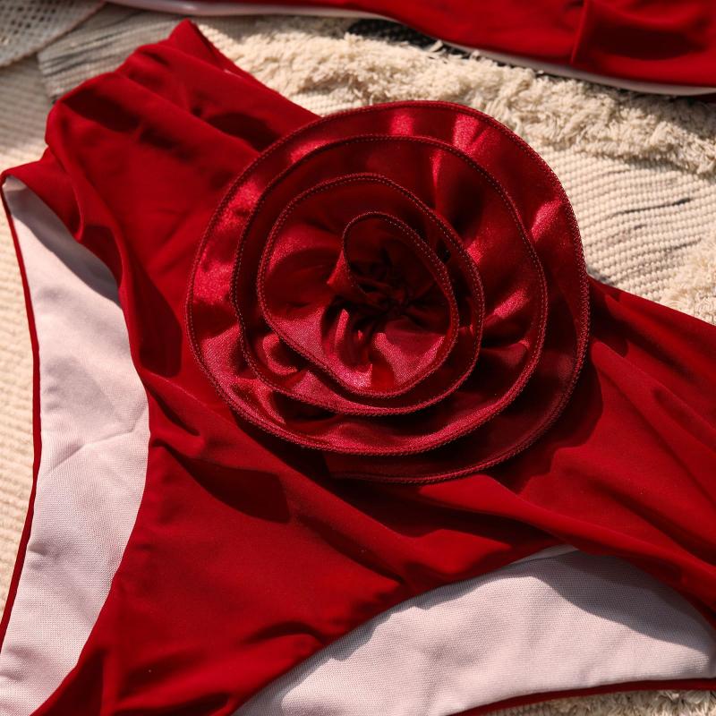 Сексуальный женский двухсекционный цветочный бюстгальтер пуш-ап с подкладкой, белый комплект бикини, купальник, купальный костюм со шнуровкой, пляжная одежда, бикини