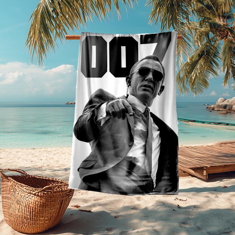 Ultra-Soft Beach Towel with 007 James Bond Theme,Ideal for Pool - Camping, Diving - Perfect Travel Essential, Vibrant Beach Towel.