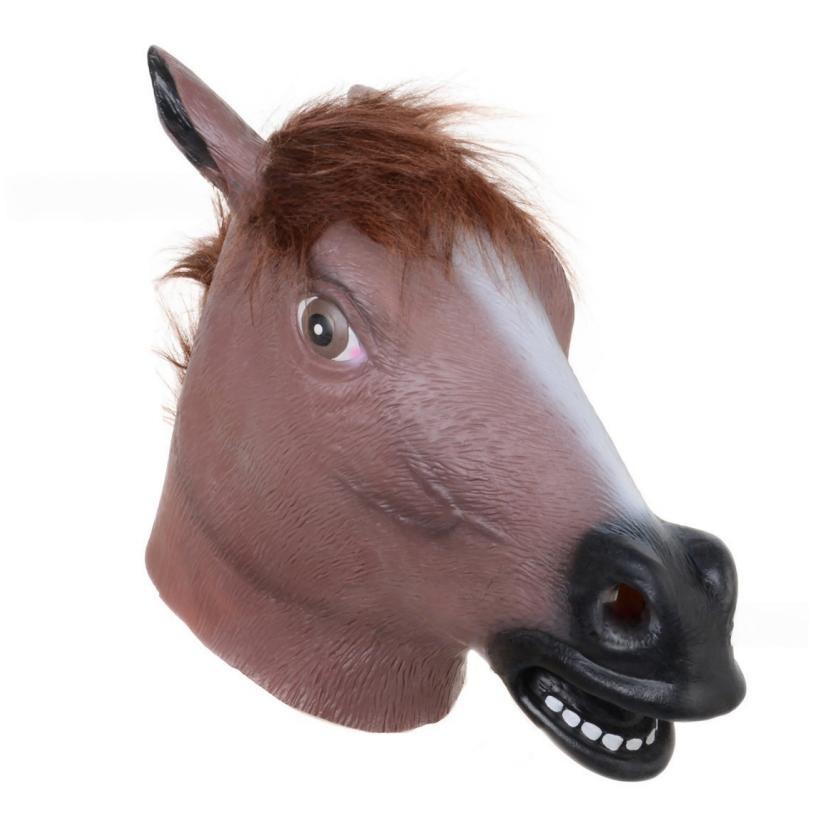 Rainbow Horse Head Mask Unicorn Hood Halloween Carnival Party Latex Animal Horse Mask Brown Black And White