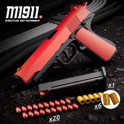 Страйкбольный пистолет M1911 с выбросом гильз, ручным взводом, безопасными мягкими пулями для игры в стрельбу на открытом воздухе, игрушечный пистолет для детей и взрослых