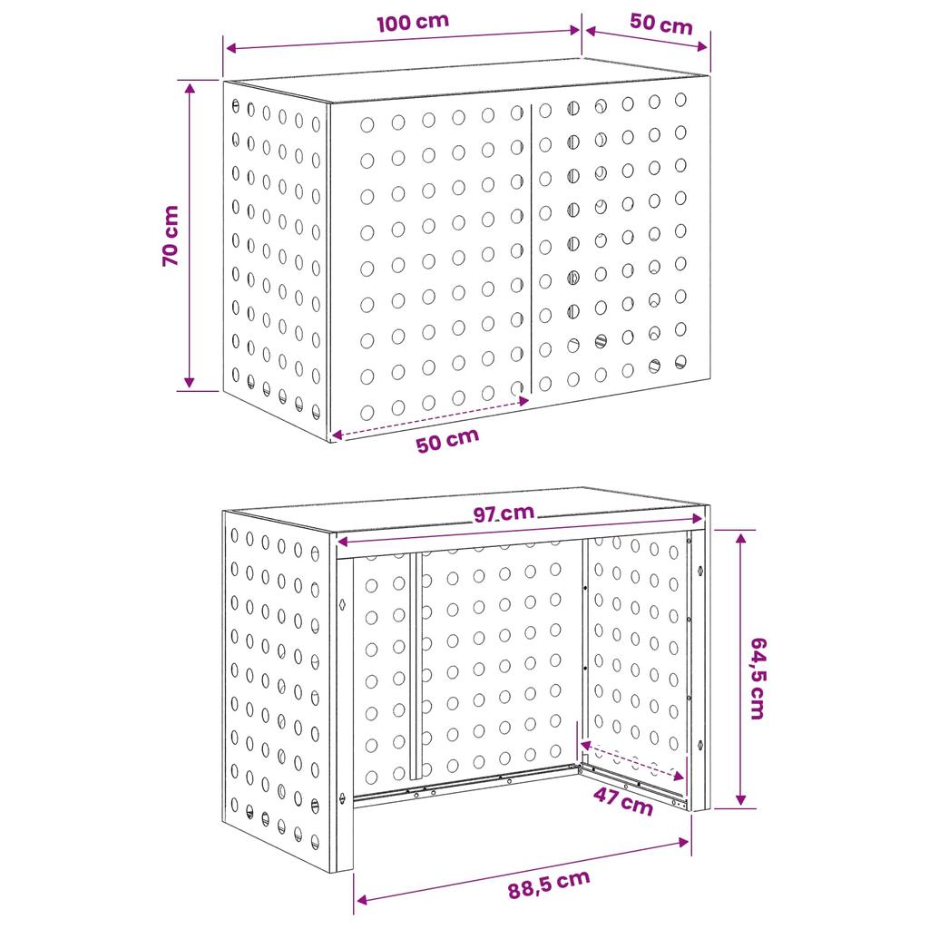 Air Conditioner Cover Black 100 x 50 x 70 cm Steel