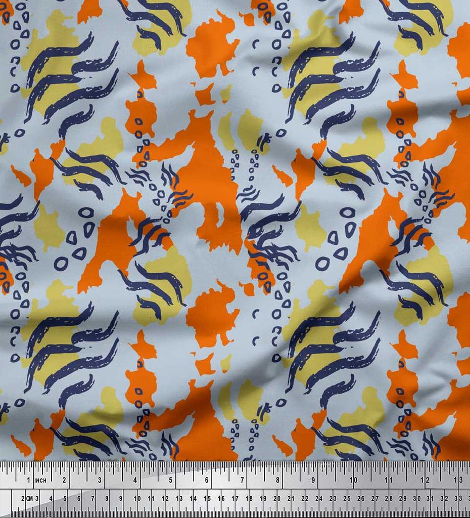 Soimoi Red Japan Crepe Satin Fabric Zebra & Leopard Animal Skin Print Fabric by the Metre 42 Inch