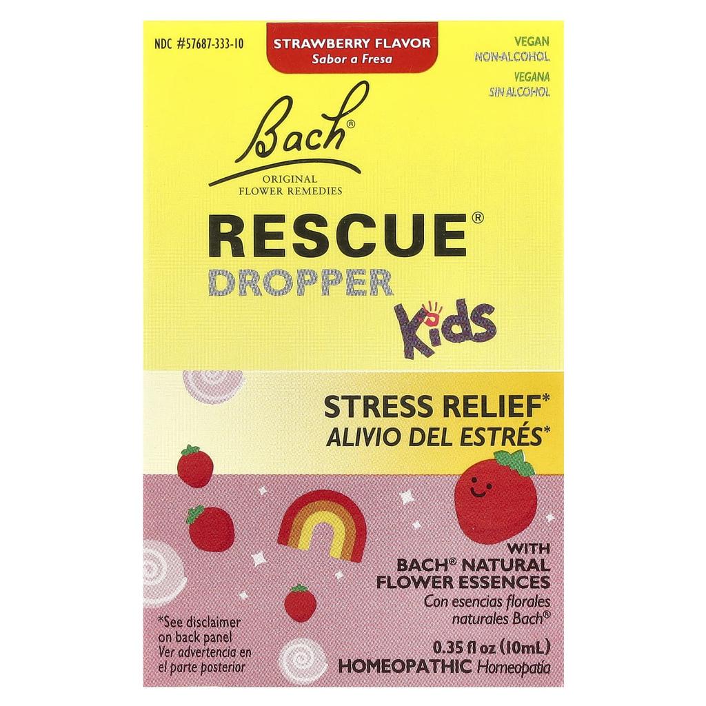Bach RSCUE® Dropper Children's, Stress Relief, Ages 2+, Strawberry, 0.35 Fl Oz (10 Ml)