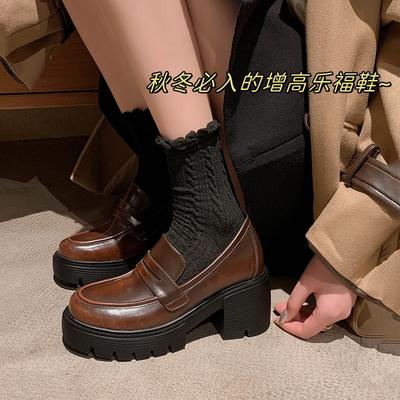 2025 новые лоферы в британском стиле ретро из кожи женские на толстом каблуке толстой подошве с круглым носком маленькие кожаные туфли модная женская обувь