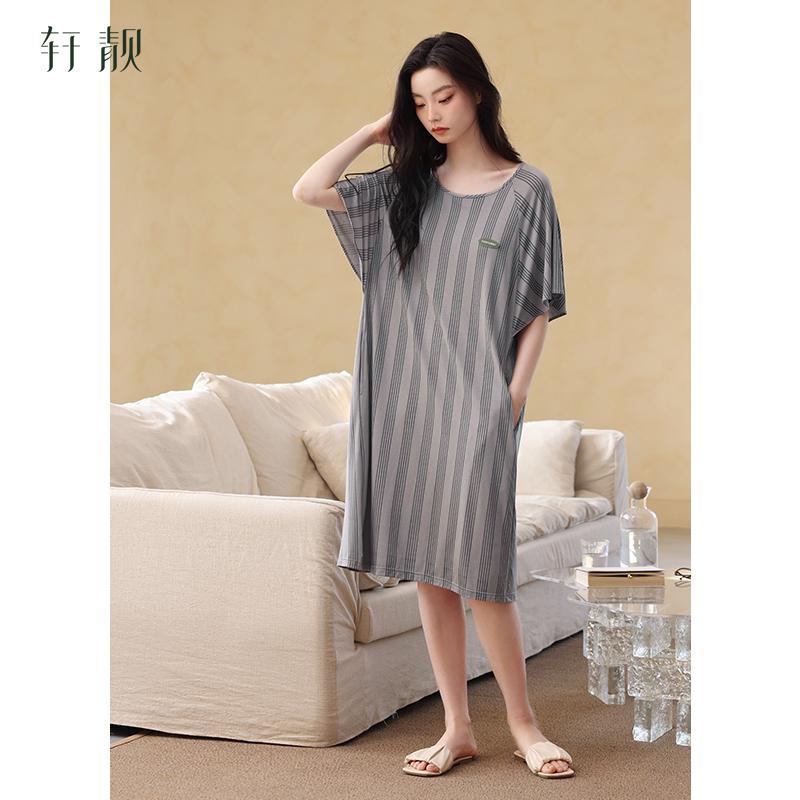 Xuan Liang Sleeping Skirt Women's Summer Thin Modal Short Sleeve Skirt Large Pajama Ice Silk Cool Home Dress