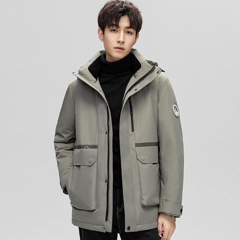 Куртка-пуховик на гусином пуху, зимняя, новая, средней длины, с капюшоном, утепленная, защищающая от холода и теплая, для активного отдыха на открытом воздухе