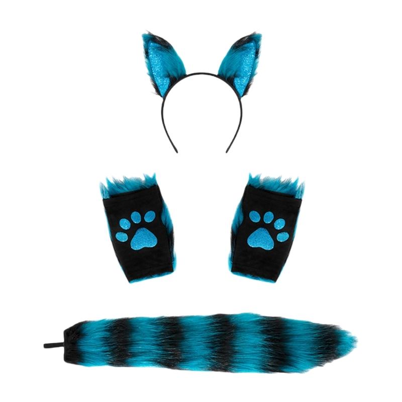 Костюм Животного Хэллоуин Лисы Костюм Аксессуары Animal Ear Headband, Перчатка, Плюшевый Хвост для Девочки Косплей