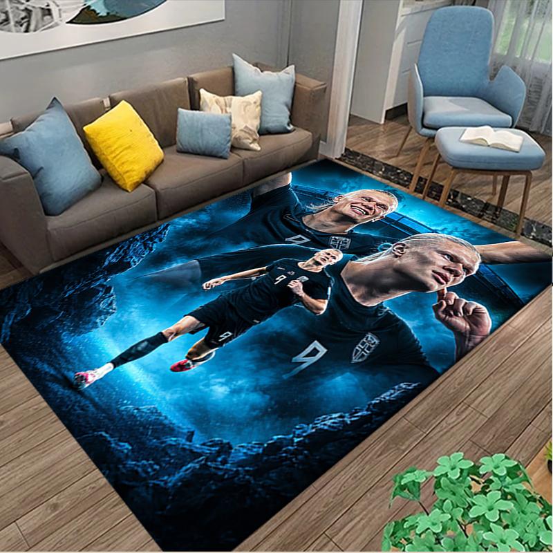 Erling Haaland Rug Ideal for Reading Room, Multi-purpose Office Chair Sofa Carpet, Anti-slip Printed Home Area Rug