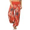 Women's Fashion Flower Print Elastic Waist Casual Pants Harlan Pants Home
