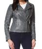 Stylish Casual Motorcycle Biker Women Jacket Gray Leather Lambskin Handmade