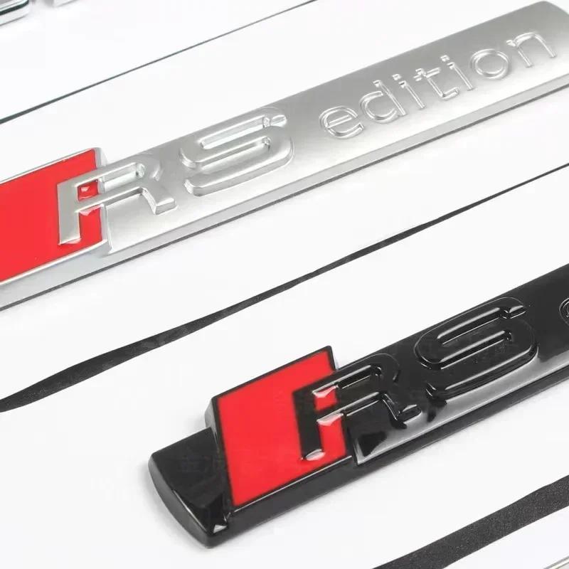 3D ABS Chrome Black Logo RS Edition Emblem Silver Car Fender Badge Sticker For Audi A3 A4 A6 A7 Q3 Q5 Q7 TT S3 S4 S5 RS3 RS4 RS5