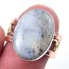 Natural Dendrite Opal Gemstone 925 Sterling Silver TwoTone Gift Ring S.6 s3J42