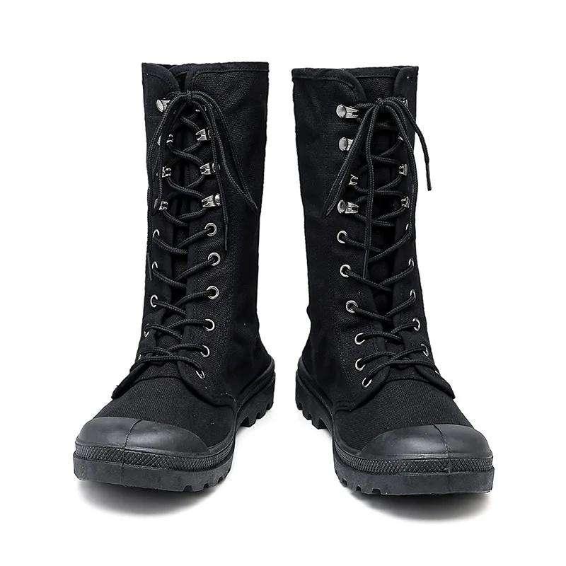 Мужские ботинки Уличная мода Холщовые высокие кроссовки Мужские повседневные ботинки Ботильоны Черные высокие ботинки