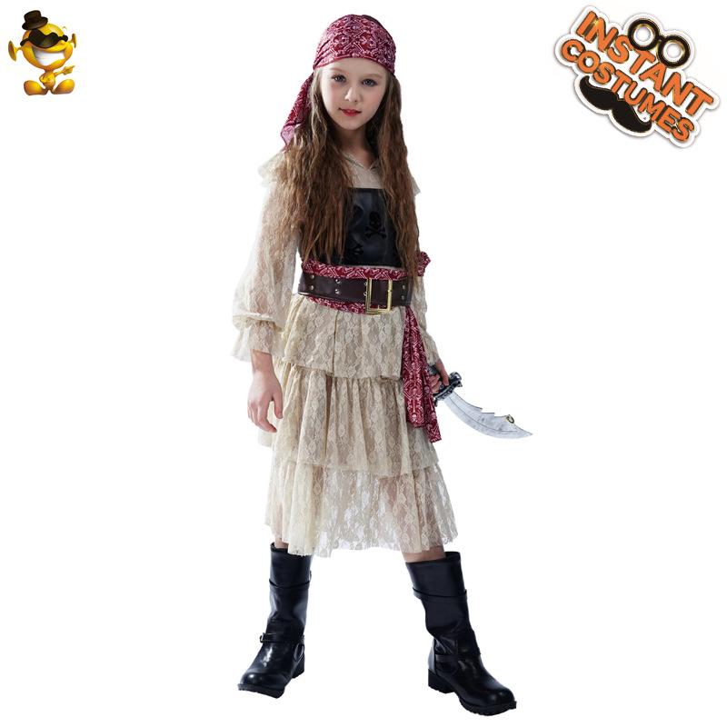 Halloween girls' lace pirate dress, girls' pirate cos party costumes, pirate stage costumes