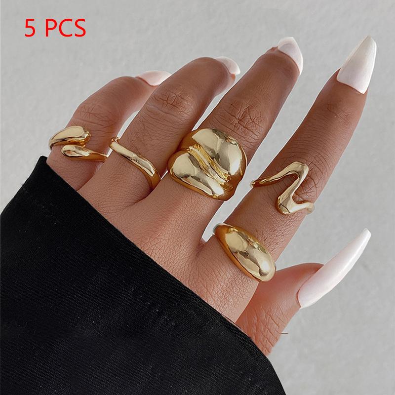 1Set Vintage Metal Rings For Women Men Gift Personalized Punk Hip Hop Irregular Exaggerated Knuckle Joint Rings