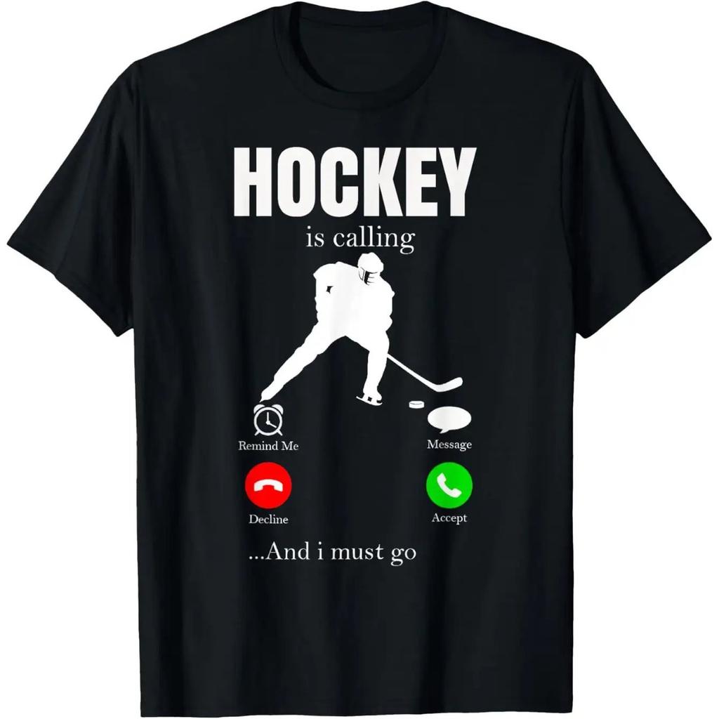 Hockey Is Calling Graphic Tee Mens Cotton Casual Short Sleeve TShirt Player Design Game Day