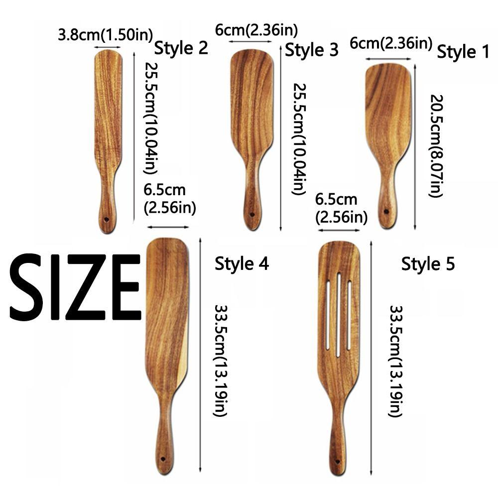 Non Stick Long Handle Spatula Natural Wood Kitchen Leakage Shovel  Kitchenware Supplies