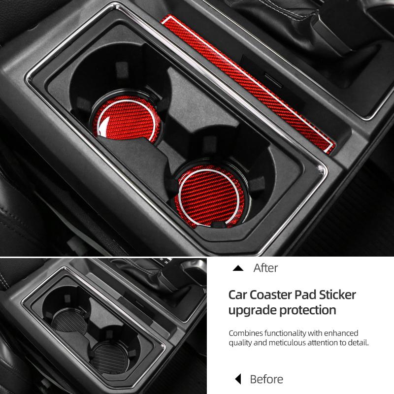 Для Ford F150 SVT Raptor 2015-2020 Накладки на подстаканники центральной консоли из углеродного волокна, подставки под стаканы, отделка салона, аксессуары для тюнинга