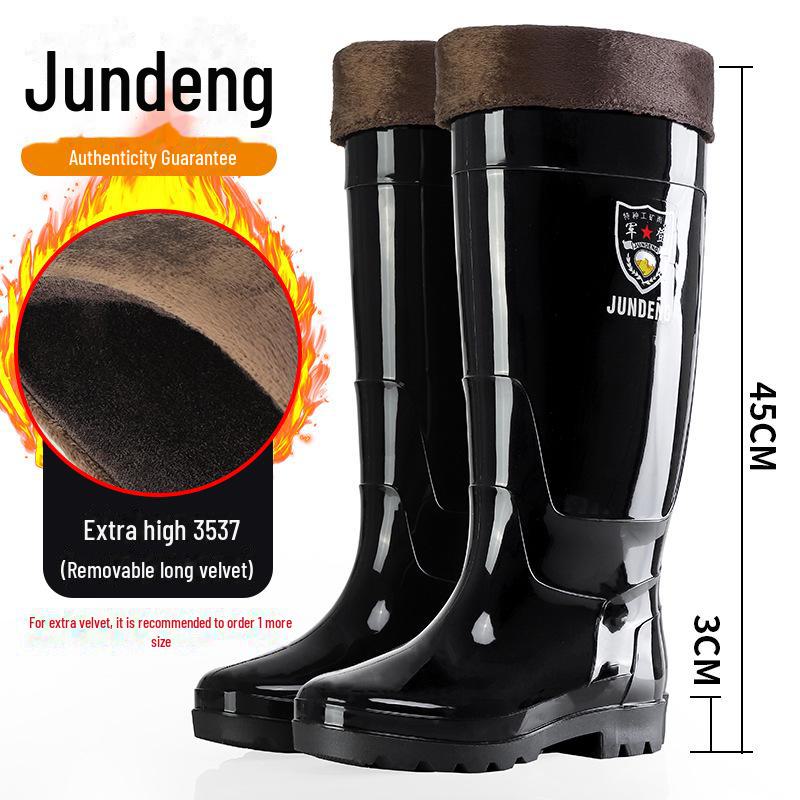 Men's High-Top Thick-Soled Non-Slip Rubber Rain Boots for Construction and Labor Protection.