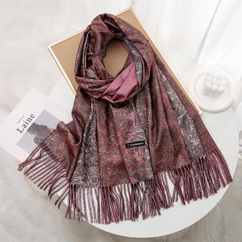 Warm Luxury Brand Cashmere Scarf Women Thick Print Shawl and Wraps Ladies Blanket Foulard Winter Pashmina Bandana Bufanda