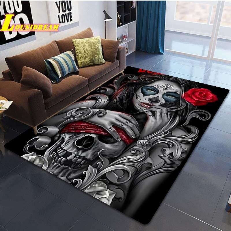 Модный ковер с принтом для девочек, ковер с черепом, домашний декор, ковер для гостиной, спальни, столовой, ванной, балкона, коврики, напольные коврики, декор для подростковой комнаты