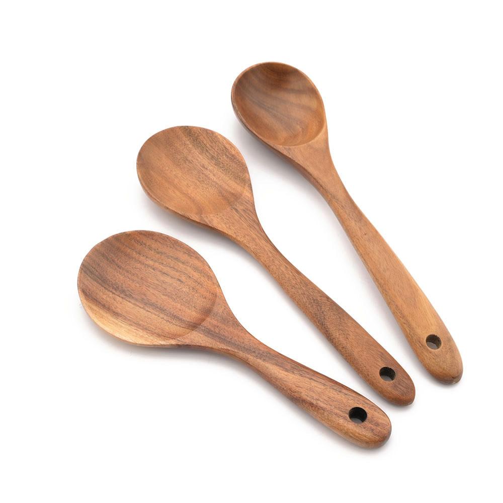 Jankng Wood Kitchenware Cooking Utensils Set Non-stick Wooden Shovel Spoon Colander Kitchen Tableware Tool Household Kitchen Tools