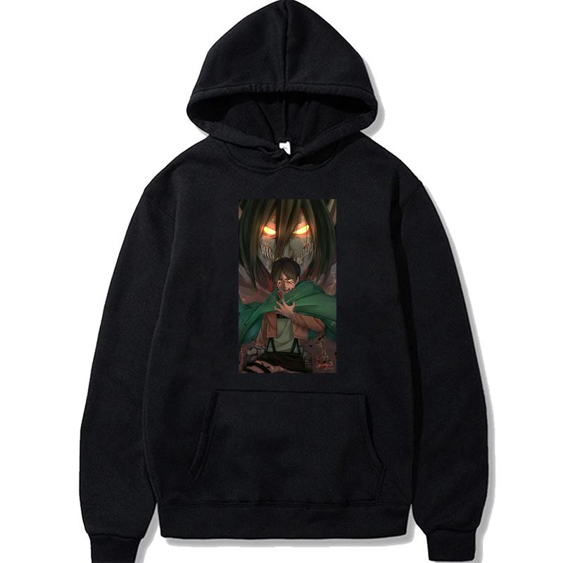 Harajuku Аниме Манга Атака титанов Эрен Крутой графический принт с капюшоном Мужские толстовки Повседневный свободный свитер Мужской свитшот Толстовки и свитшоты Мужские