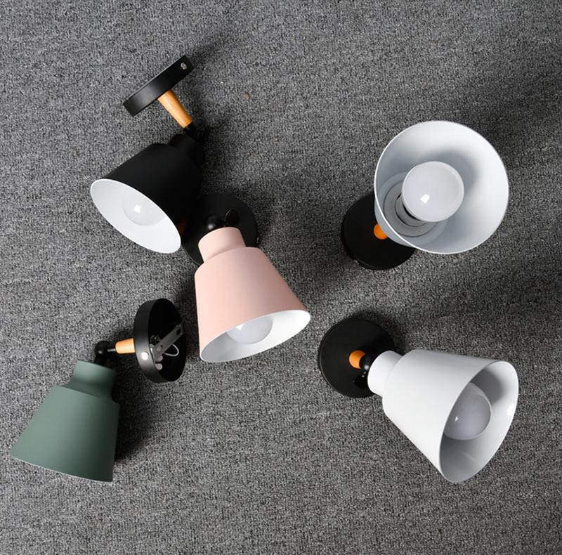 Cross-border Nordic solid wood macaron creative wall lamp bedroom aisle children's room color mirror front lamp bedside lamp lamps and lanterns