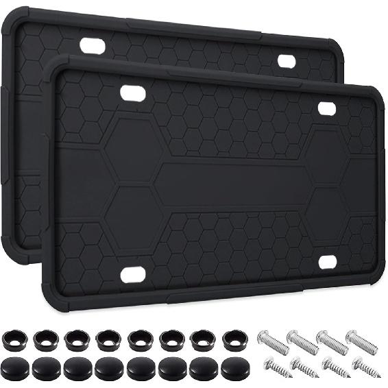 Комплект из 2 силиконовых рамок для номерных знаков черного цвета, держатель рамки номерного знака автомобиля, универсальный американский комплект для крепления и защиты рамок переднего и заднего номерных знаков грузовика, аксессуары, ржавчина