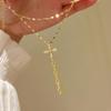 Изысканное ожерелье-подвеска с бриллиантовым крестом и кисточкой для женщин