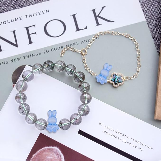 Товары для вечеринок, мультяшные 10 шт., браслеты, ожерелья, повязка для волос, кролики, смоляные бусины для изготовления распорок, милые матовые желейные цвета для изготовления ювелирных изделий