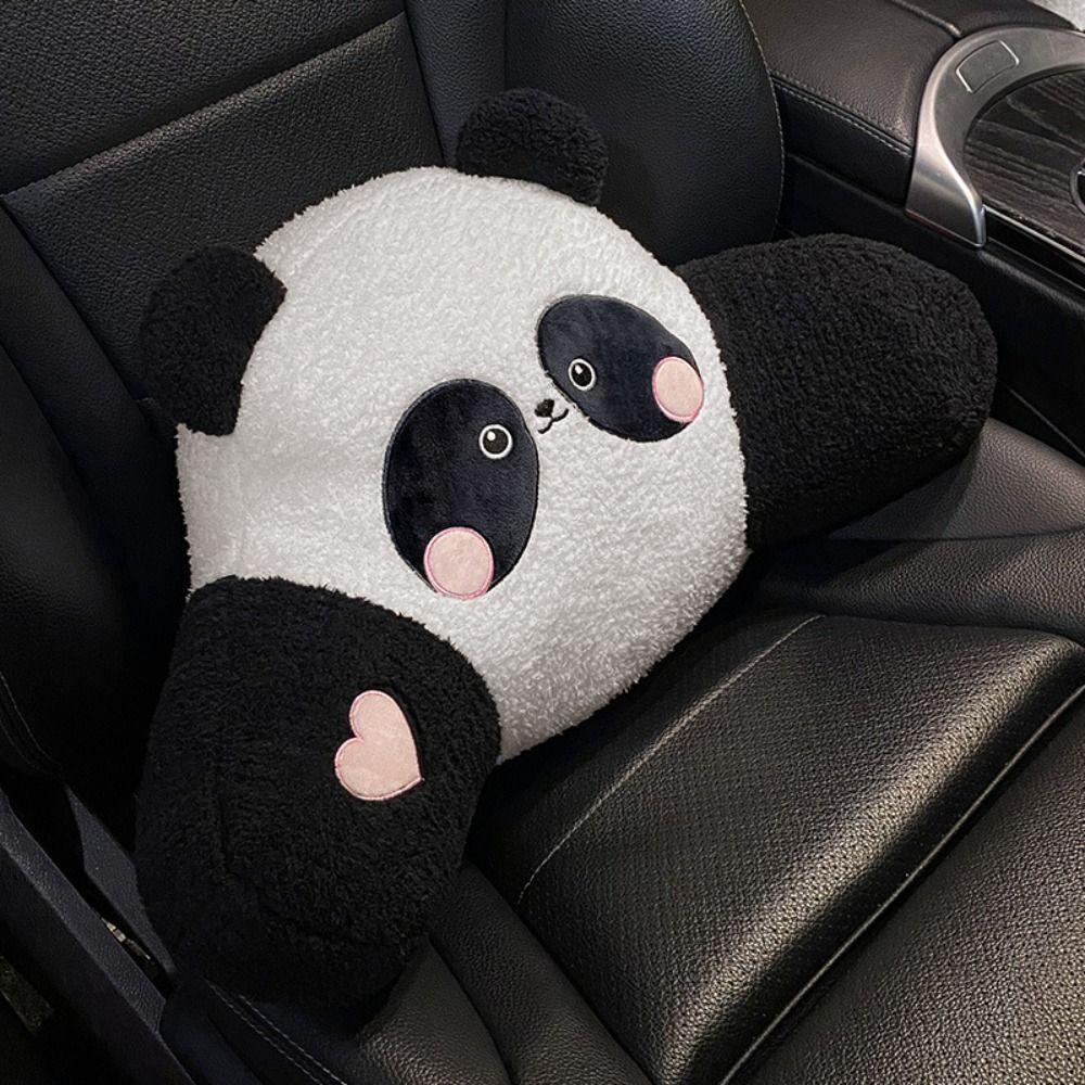 Plush Panda Auto Waist Support Cushion Heart Panda Car Headrest Cute   Car Accessories