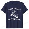 Sorry I'm Late I Was Dilly Dallying T-shirts for Women Funny Sheep Graphic Y2k Tops Summer Short Sleeve Tees Female Clothing