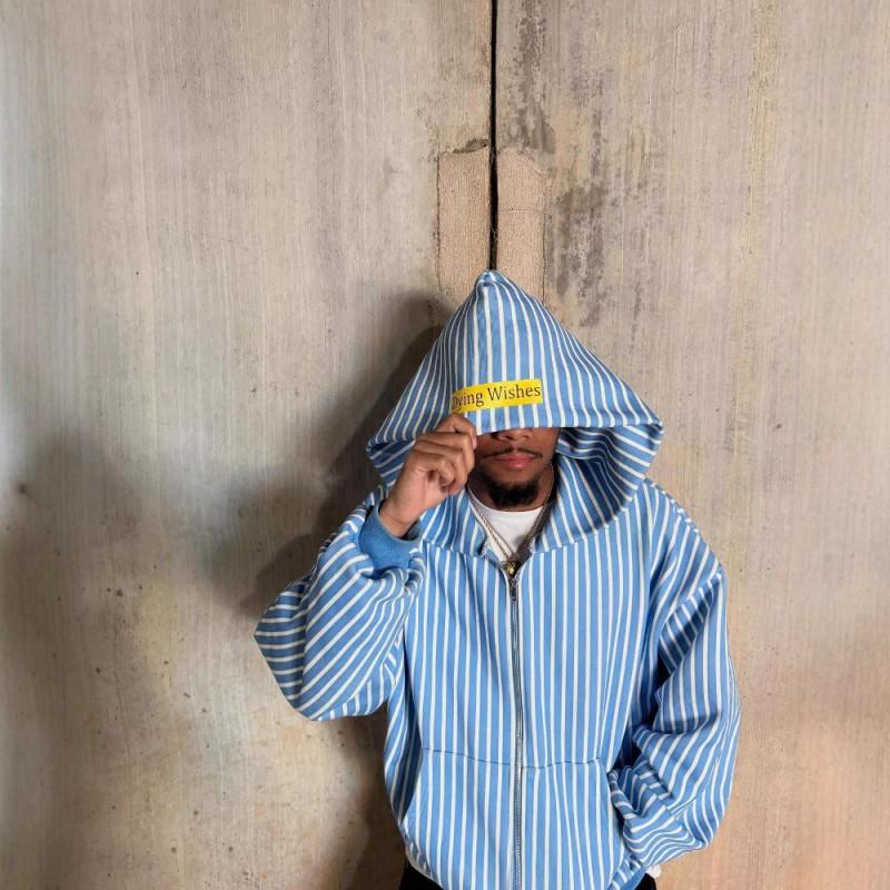 Unisex Hooded Sweatshirt Blue White Print Casual Daily Commute Loose Fit