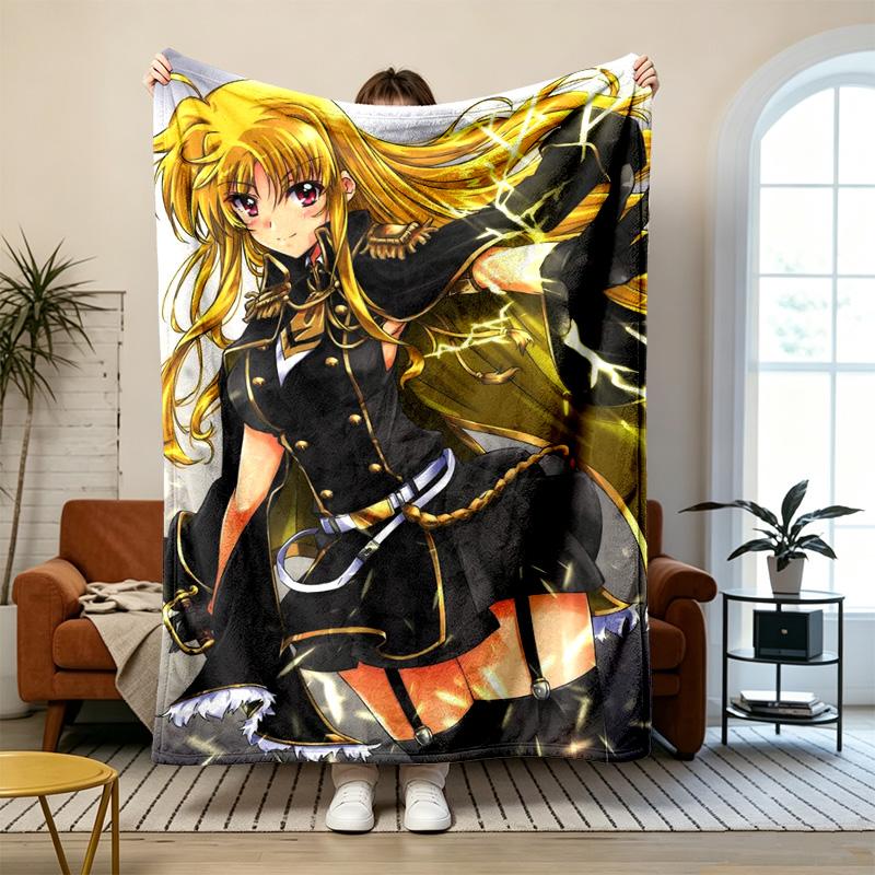 Magical Girl Nanoha Soft and comfortable flannel Suitable for sofas living rooms outdoor camping travel and also makes a great anniversary gif