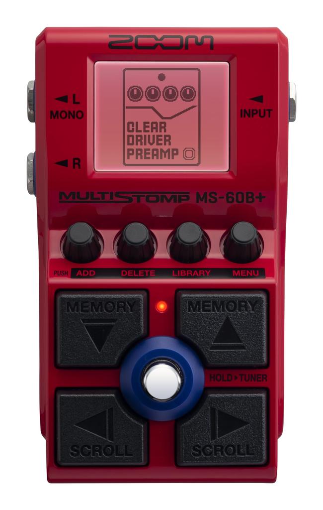 Педаль ZOOM Multi Stomp Pedal Red, оснащенная 97 типами моделей для бас-гитары, эффектами/усилителями MS-60B+
