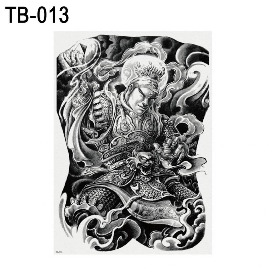 Large Black Men Women Waterproof Body Art Full Back Temporary Tattoo Stickers