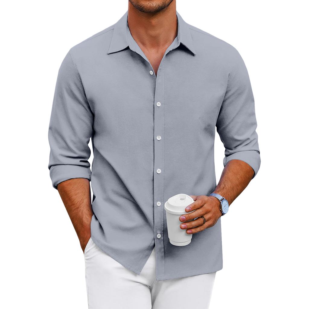 Men's Loose-fitting Casual Button-down Long-sleeved Shirt