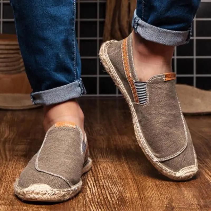 2025 New Casual Vintage Loafers Flat Hemp Bottom Fishermen Shoes Driving Soft Shoes Holiday Beach Sailing Bohemian Plus Size