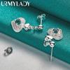 925 Sterling Silver Heart Zircon Stud Earrings For Women Charm Jewelry