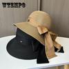 Summer Foldable Straw Hat Big Eaves Sun Protection Bucket Hat Streamer Bow UV Protection Sun Hat