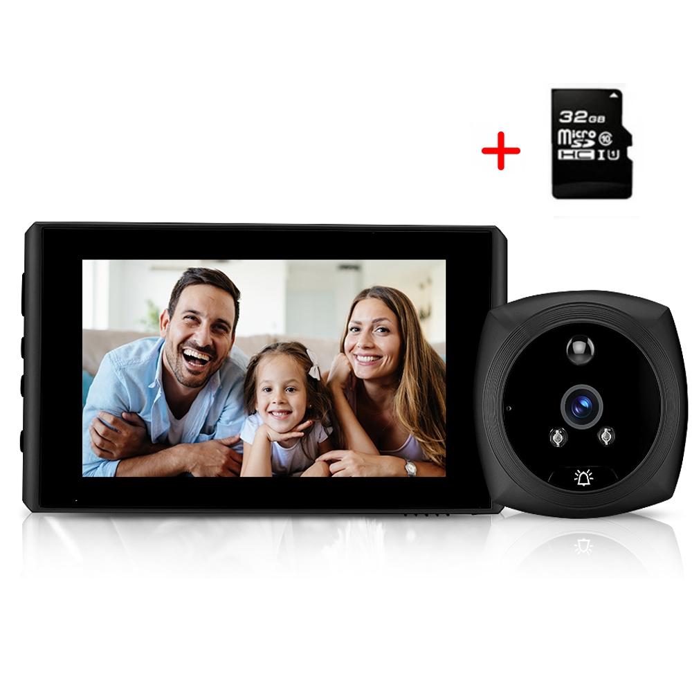 4.3 Inch Peephole Video Doorbell 160° Degree Wide Angle PIR Smart Home Camera Door BellAA