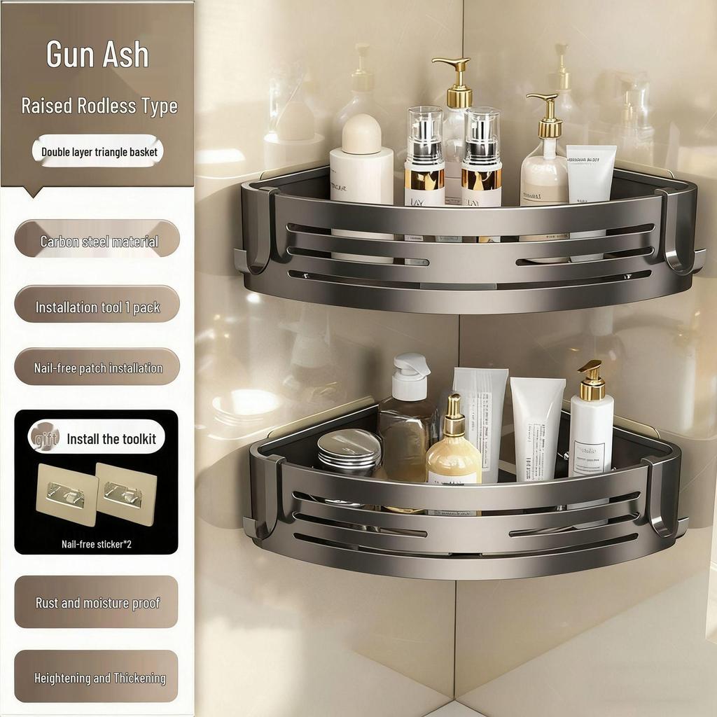 No-Drill Bathroom Triangle Storage Cabinet