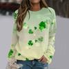 Round Neck  Long Sleeved Clover Pattern Women's Clothing Printing Comfortable Casual Loose Plus Size Pullover